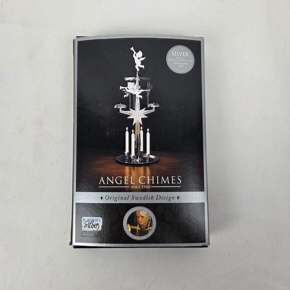 Traditional Swedish Angel Chimes Silver Toned Christmas Original Box Al Johnsons - Picture 2 of 7